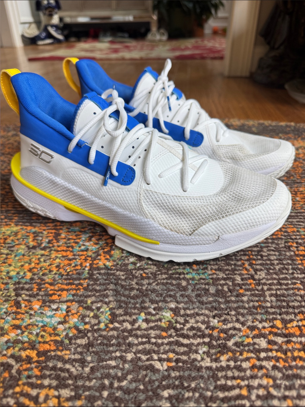 Under Armour Curry 7 'Dub Nation' White Blue Yellow Shoes